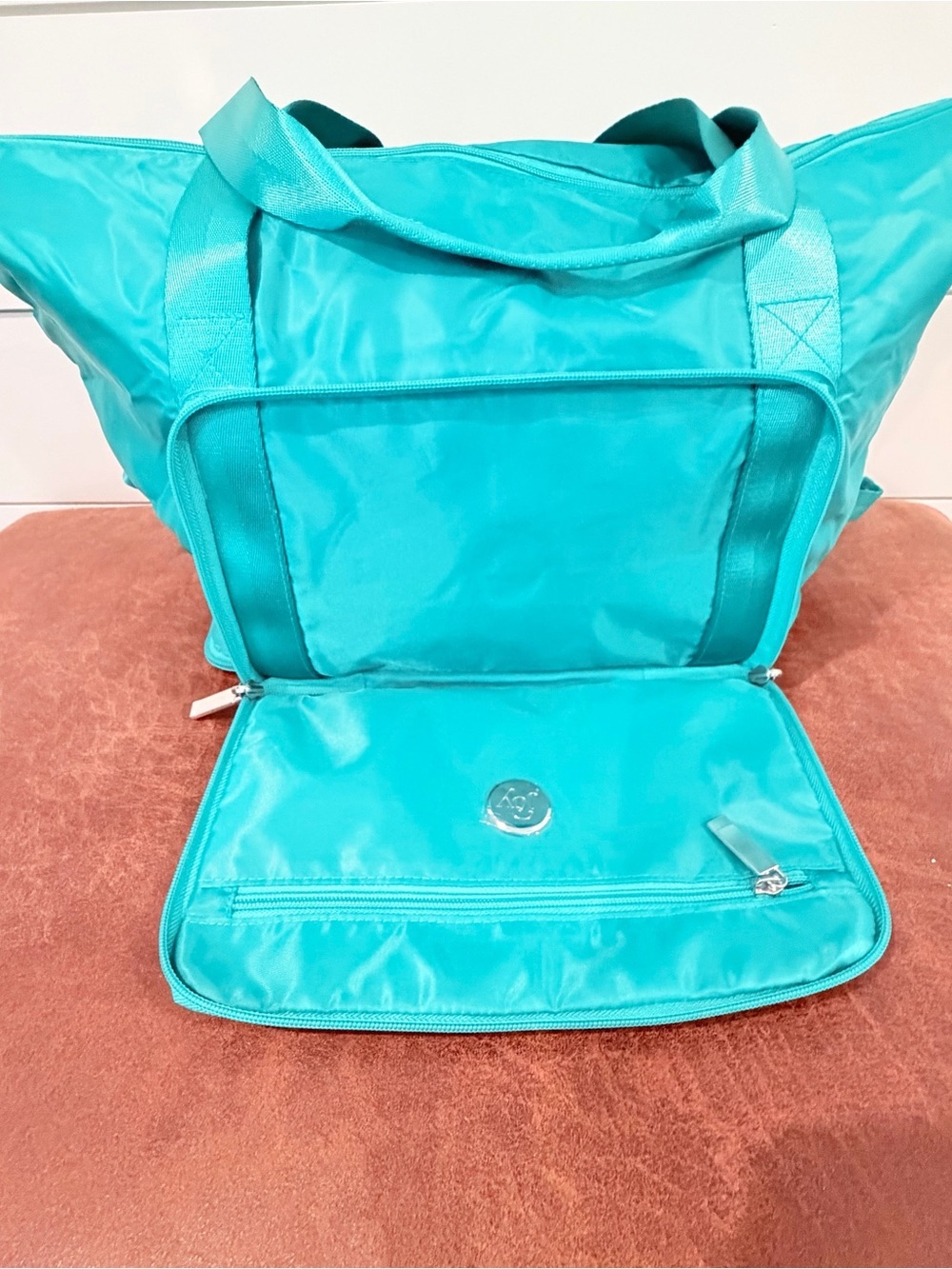 Joy Teal Nylon Travel Tote & Belt Bag Set Y2K Sportcore Coastalcore Vacation Gym - Picture 5 of 15